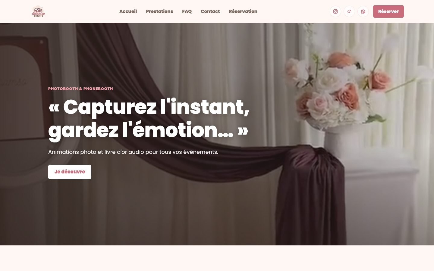 Site Shamso Events, réalisé par Mycasagency